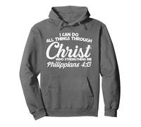 Philippians 4 13 I Can Do All Things Through Christ Pullover Hoodie, Adult Unisex, Asphalt Grey, X-Large