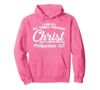 Philippians 4 13 I Can Do All Things Through Christ Pullover Hoodie, Adult Unisex, Bright Pink, XX-Large