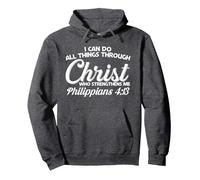 Philippians 4 13 I Can Do All Things Through Christ Pullover Hoodie, Adult Unisex, Dark Heather Grey, XX-Large