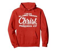 Philippians 4 13 I Can Do All Things Through Christ Pullover Hoodie, Adult Unisex, Red, X-Large