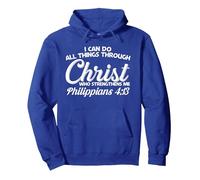 Philippians 4 13 I Can Do All Things Through Christ Pullover Hoodie, Adult Unisex, Royal Blue, X-Large