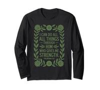 Philippians 4:13 NIV | Christian Faith Bible Scripture Verse Long Sleeve T-Shirt