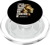Philippians 4:13 Religious Lion Strengthens Christian PopSockets PopGrip for MagSafe