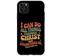 Philippians 413 Christian workout gym weight lifting groovy Case for iPhone 11 Pro Max