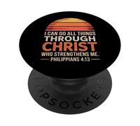 Philippians 413 Christian workout gym weight lifting retro PopSockets Adhesive PopGrip