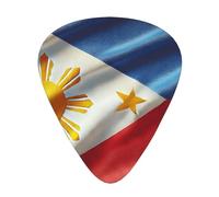 Philippine-Flag 12 Pack Guitar Picks With 3 Thicknesses And Storage Box, Abs Plectrums For Electric Bass Guitar Players