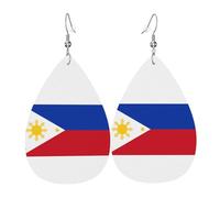 Philippine flag Leather Earring Pairs Teardrop Faux Leather Earrings Set for Women Lightweight Leather Dangle Drop Earrings.