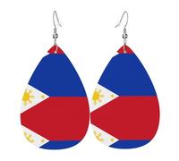 Philippine flag Leather earrings, European and American style earrings for young women, birthday gifts/Valentine's Day gifts