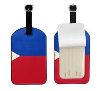 Philippine Flag PU Leather Luggage Tag, Double-Sided Personalised Travel Suitcase Tag with Privacy Cover