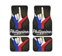 Philippine gesture Print Vehicle Stylish Floor Mats Set 4 Pieces Car Foot Mat Anti-Slip Cushion Vans Sedans