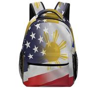 Philippines And U.S. Flag Travel Backpack for Laptop Casual Daypack Backpack with Compartment for Office Work