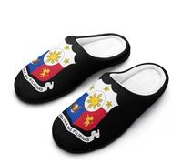 Philippines Filipino National Emblem Slippers Women Winter Warm Cotton Hotel Slippers Anti-Slip Indoor Slip-Ons House Shoes 11-12（42-43）