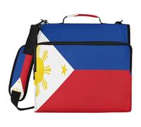 Philippines Flag Filipino Philippine National 3 Ringing School Zipper Binder with Shoulder Strap & Handle Includes Zip Pocket School Binders Organizer for