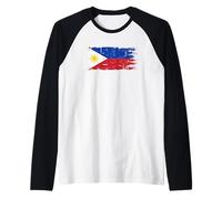 Philippines Flag | Filipino Pride - Tattered Grunge Raglan Baseball Tee