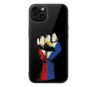 Philippines Flag Nation Spirit Glass Back Mobile Phone Basic Cases Compatible with iPhone 15/15 Plus/15 Pro/15 Pro Max Anti-Scratch Covers
