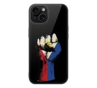 Philippines Flag Nation Spirit Glass Back Mobile Phone Basic Cases Compatible with iPhone 15/15 Plus/15 Pro/15 Pro Max Anti-Scratch Covers