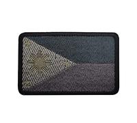 Philippines Flag Patch Filipino Sew On Embroidered Hook Military Loop Country's Three Stars and a Sun Flags Shoulder Emblem Applique Patches (Gray)