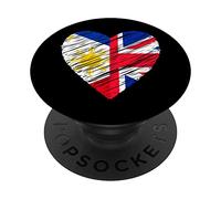 Philippines Great Britain Heart UK Flag Filipino Flag Heart PopSockets Swappable PopGrip