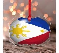 Philippines Hanging Ornaments Gift Flag Vivid Color Round Ornament Keepsake Latin America Hispanic Country European Asia Africa Flags Acrylic Christmas Bauble Gifts for Women