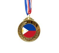 Philippines National Flag Asia Country Gold Award Winner Medal First Place Ribbon