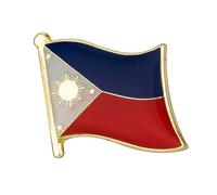 Philippines National Flag Metal Enamel Lapel Pin Badge - 1.9 x 1.6 cm Filipino Sun and Stars Flag - Hard Enamel Finish with Secure Clasp for National Pride, Travel, Events, and Collectors