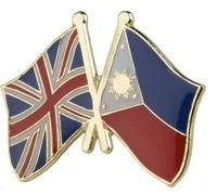 Philippines & United Kingdom UK Britain Friendship National Flag Metal Enamel Pin Badge - 2.4cm x 1.9cm - Crossed Flags Hard Enamel Lapel Badge - Filipino British