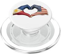 Philippines USA Flag Heart Hands Vintage Unity Culture Art PopSockets PopGrip for MagSafe