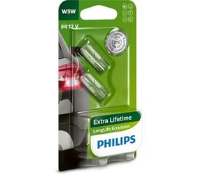 Philips 0730519 12961LLECOB2 LongLife EcoVision W5 W Indicator Lamp 2 Pieces in Blister Pack