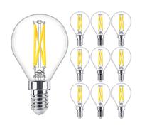 Philips 10 Pack Classic LED Clear Filament Golf Ball P45 DimTone Lamp 2.5W (25W) E14 SES Small Edison Screw | 2200k to 2700k | 340 Lumen | 15000 Hours | Car Air Freshener Included | 90+ CRI