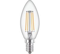 10 Pack - Philips Classic LED Clear Glass Filament Candle 4.3W (40W) E14 SES Small Edison Screw 2700k Warm White | 470 Lumen | 15000 Hours | 929001889719 | Car Air Freshener Promo