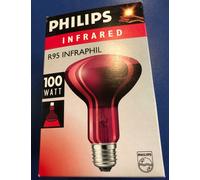 Philips 100w 230v E27 Infrared Lamp Infrared Light Heat Lamp Thera Red 100w R95