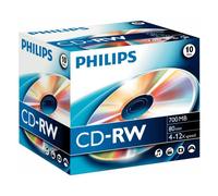 PHILIPS - 12x Speed CD-RW Blank CDs - Jewel Case 10 Pack