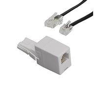 Philips 1M RJ11 to RJ11 Phone Cable with BT Phone Plug to RJ11 Socket Adapter