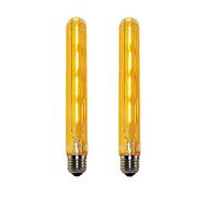 Philips 2-Pack Edison Retro Vintage T30 Tube LED Bulbs - Warm White 2700K, Amber Glass, Non-Dimmable, E27 Base, 4W Replacement for 40W Halogen Bulbs
