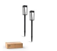 Philips 2 Packs Solar Pathway Lights Outdoor, Glass Metal Led Garden Landscape Lightings, 3000K Warm White, Waterproof for Decor Yard, Walkway, Patio, Driveway, Lawn