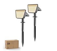 Philips 2 Packs Solar Spot Lights Outdoor Waterproof, 28 LED 3000K Solar Powered Landscape Pathway Lights, Dusk to Dawn Solar Spotlights for Garden, Yard, Lawn, Walkway, Driveway