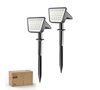 Philips 2 Packs Solar Spot Lights Outdoor Waterproof, 28 LED 7500K Solar Powered Landscape Pathway Lights, Dusk to Dawn Solar Spotlights for Garden,