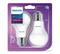 Philips 2 x Philips 11 - 75W Frosted E27 Edison LED Bulb 1055lm - Warm White