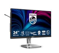 Philips 24B2U4301-24-inch Full HD monitor, speakers, height-adjustable (1920x1080, 120 Hz, HDMI 1.4, DisplayPort 1.4, USB-C (100 W Power Delivery), DP out, USB hub) black grey