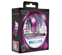 Philips 2x H4 60/55W ColorVision Purple Halogen Headlight Bulbs, Purple, 12V