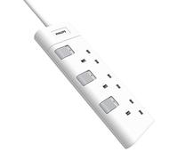 PHILIPS 3 Gang Extension Lead, White, 2 Meter Cable
