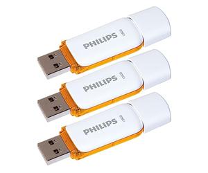 Philips 3 Pack USB Stick 128GB Memory USB 2.0 Flash Drive Snow Edition for PC, Laptop, Computer Data Storage Reads up to 25MB/s
