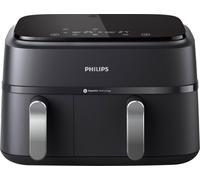 PHILIPS 3000 Series NA351/00 9L Dual Basket Air Fryer - Black & Silver, Black,Silver/Grey