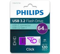 Philips 32/64/128/256GB Flash Drive CLICK USB C Ultra FAST USB 3.2 Memory Stick