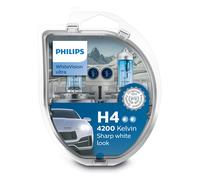 Philips 35490428 White Vision Ultra +60% Light Bulb Pair H4 12V For Headlamp