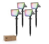 Philips 4 Packs Solar RGBW Spot Lights Outdoor, 18 LED Solar Powered Landscape Lights, 9 Lighting Modes Color-Changing Dusk to Dawn Waterproof Pathway Spotlights for Garden Trees Halloween Christmas