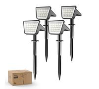 Philips 4 Packs Solar Spot Lights Outdoor Waterproof, 28 LED 7500K Solar Powered Landscape Pathway Lights, Dusk to Dawn Solar Spotlights for Garden,