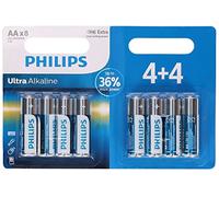 Philips 4 Plus 4 AA Ultra Alkaline Batteries - Household Battery 8 Pack - Long Lasting Disposable Double A Batteries