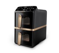 Philips Airfryer 4000 Series Stacked Dual Basket, Stacked Air Fryer with 2 Baskets, 10L, RapidAir Technology, 45% Less Space Required, PFAS Free Ceramic Coating, Viewing Window (NA462/70)