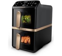 PHILIPS 4000 Series NA462/79 Stacked Dual Basket Air Fryer - Black & Gold, Black,Brown,Gold
